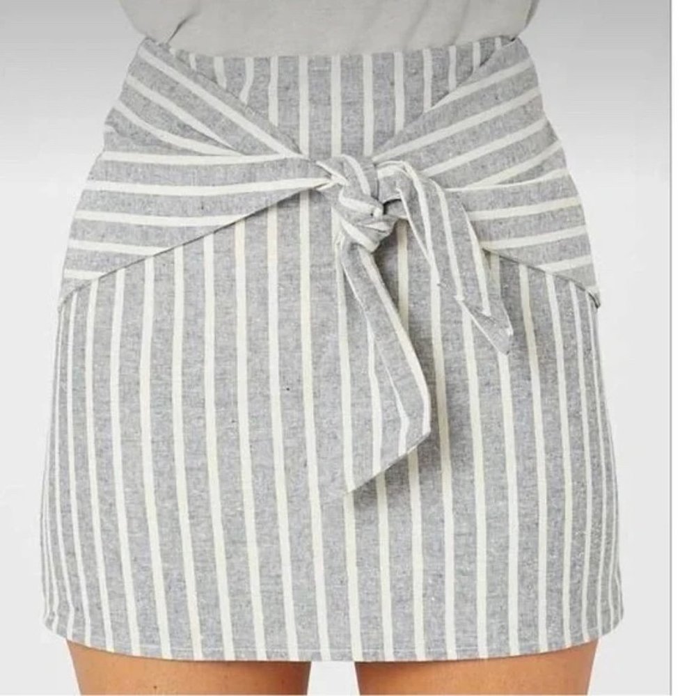 NWT Altar'd State Striped Mini Skirt with Bow